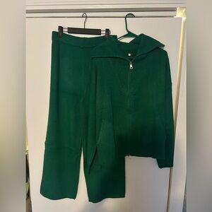 NWOT Zip Up Sweater Wide Leg Knit Two Piece Set